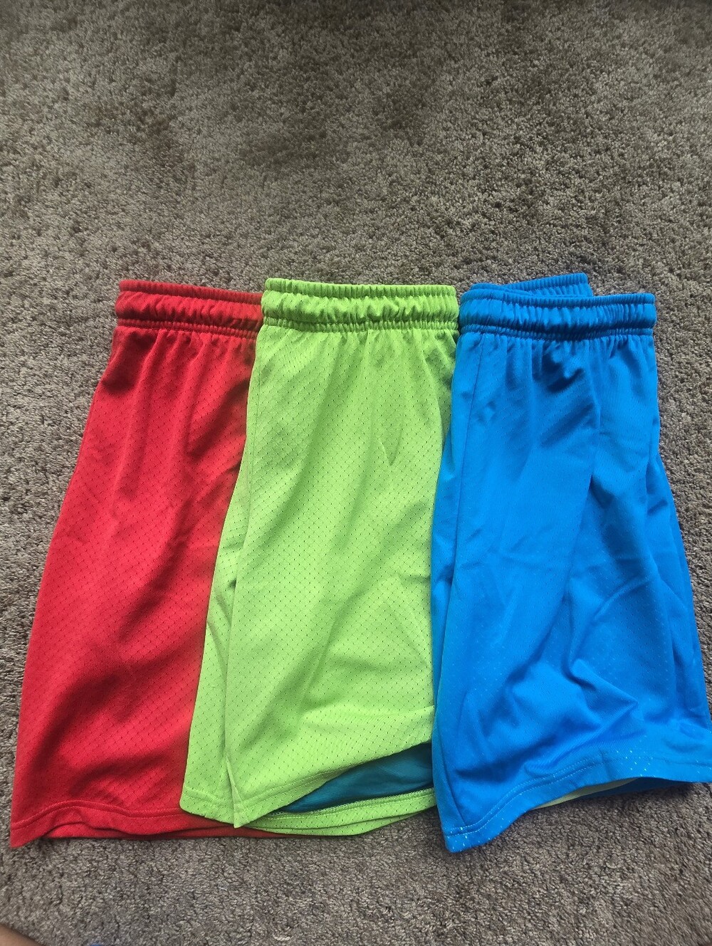 bcg Red, Lime Green & Blue Athletic Shorts - 3 Pack